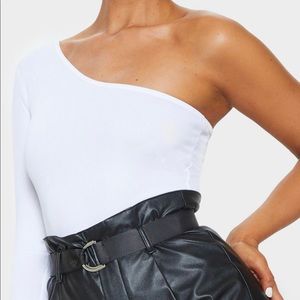 White one shoulder bodysuit